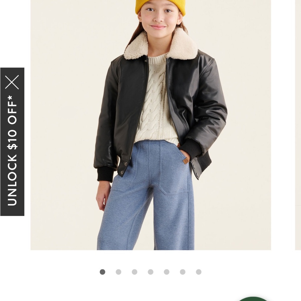 Roots Canada Leather Kids Aviator Jacket with Sherpa Collar XL - Picture 11 of 15